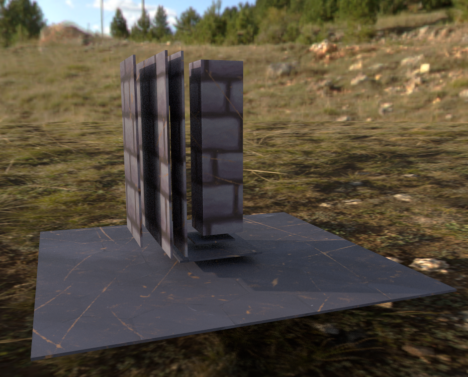 Environment wall assets rendered in Substance Painter